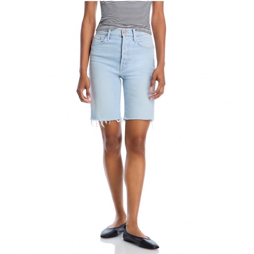 Mother Rider High Rise Denim Bermuda Shorts Cowabunga Light Wash NWT 24